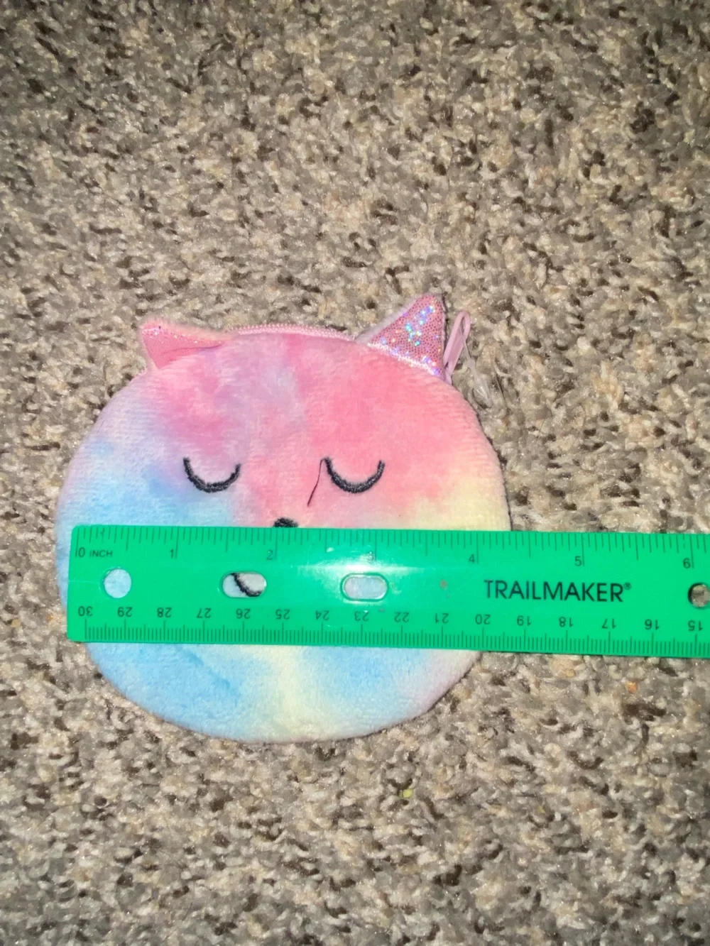 Pastel tie-dye plush cat coin pouch